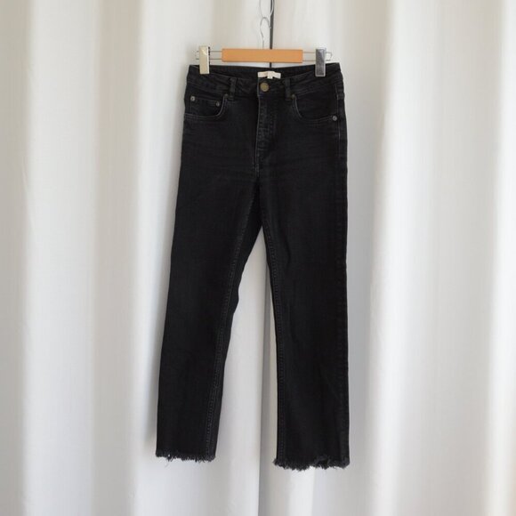 Maje Paris Black High Rise Straight Jeans Sz M/6 - Picture 2 of 7